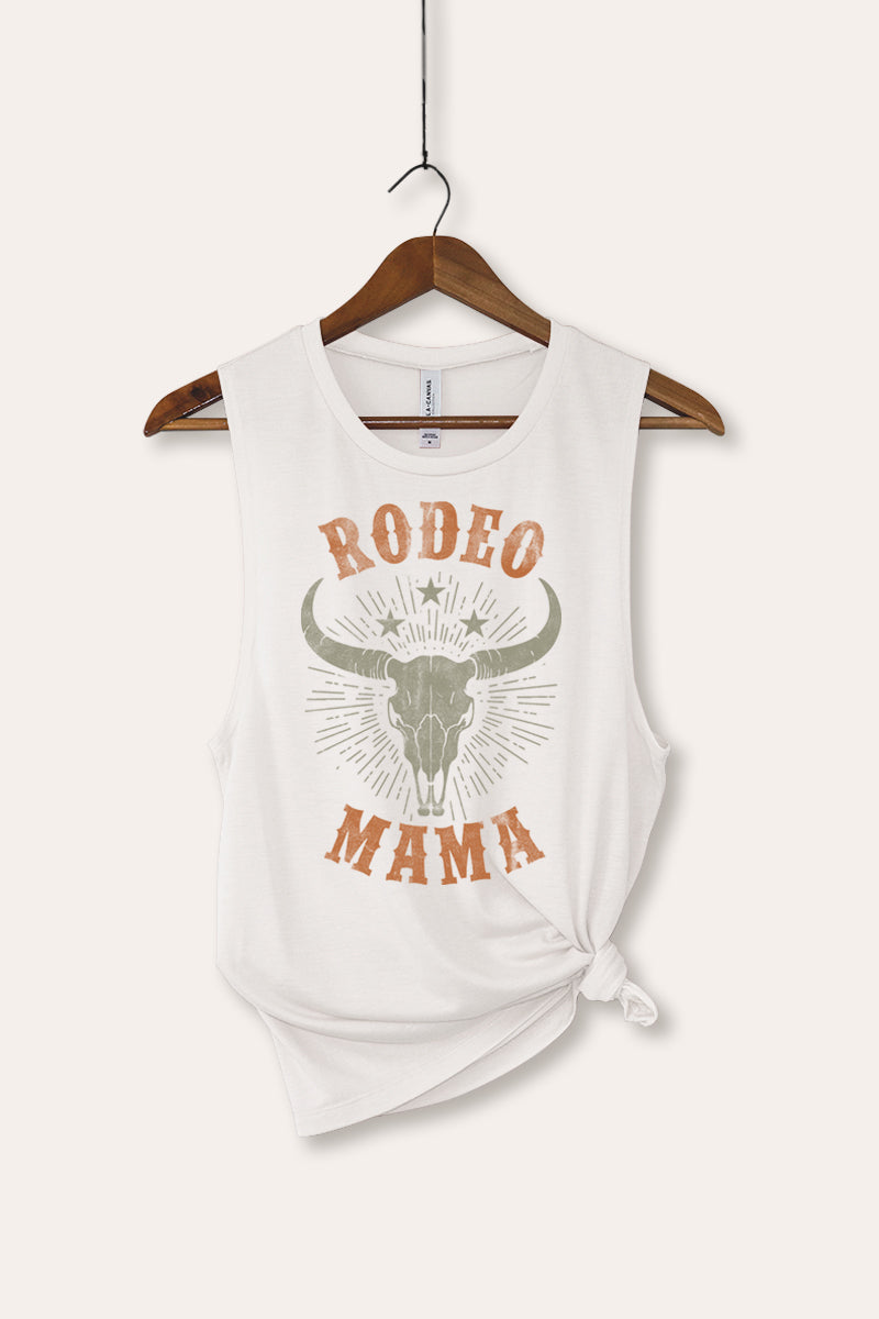 "rodeo mama" cow skull bella+canvas® western graphic tank top