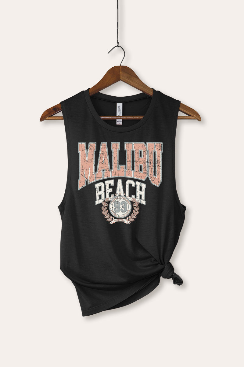 Malibu Beach Collegiate Graphic Women's Jersey Tank Top