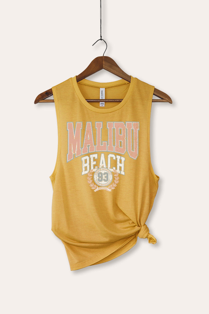 Malibu Beach Collegiate Graphic Women's Jersey Tank Top