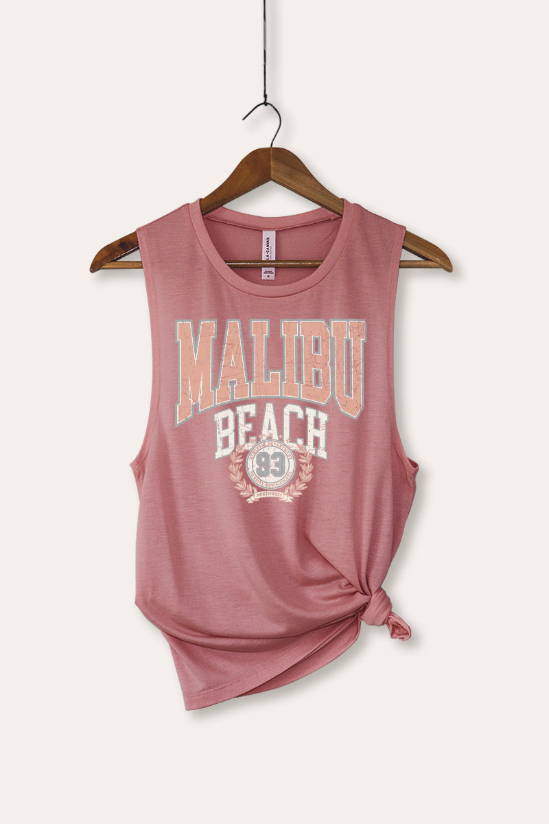 Malibu Beach Collegiate Graphic Women's Jersey Tank Top