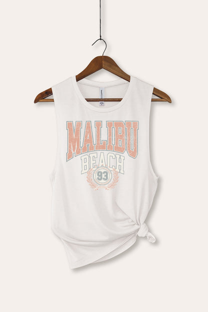 Malibu Beach Collegiate Graphic Women's Jersey Tank Top