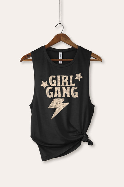 Girl Gang Lightning & Stars Graphic Women's Jersey Tank Top