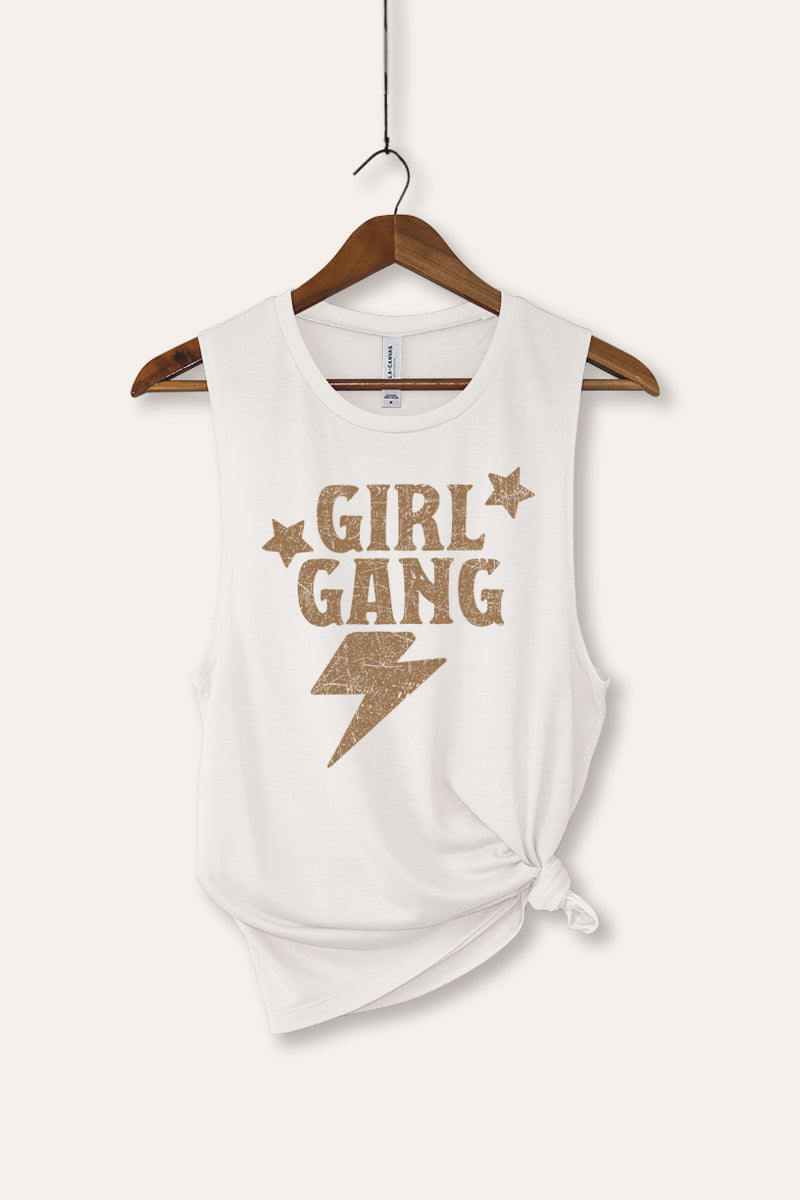 Girl Gang Lightning & Stars Graphic Women's Jersey Tank Top