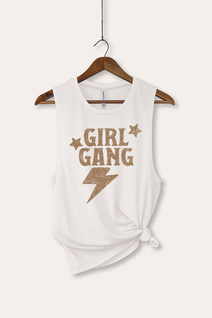 Girl Gang Lightning & Stars Graphic Women's Jersey Tank Top