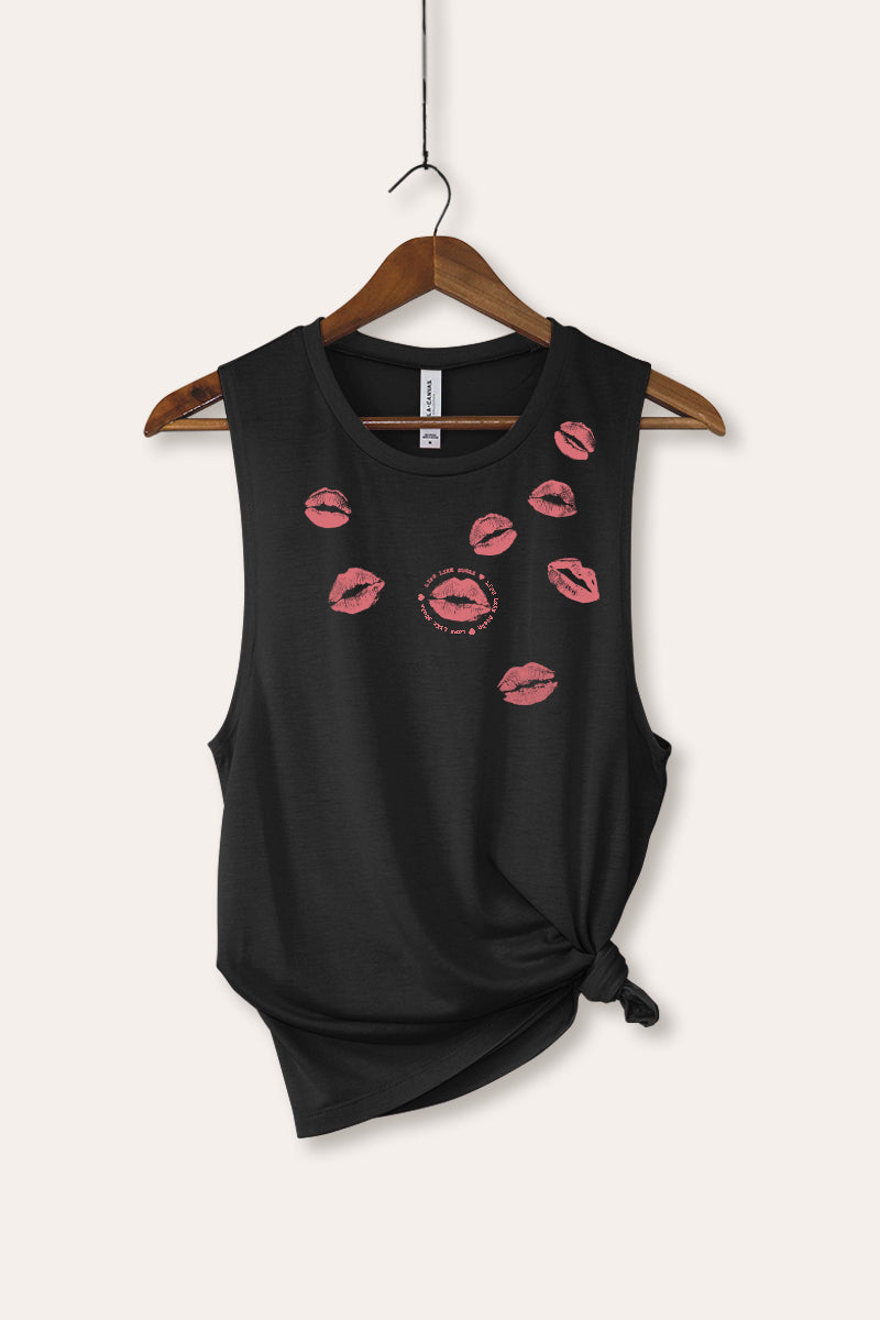 kiss mark lips graphic bella+canvas® tank top