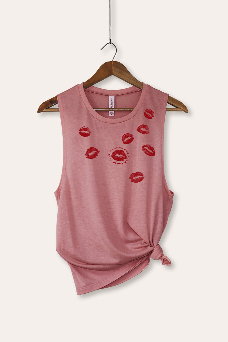 kiss mark lips graphic bella+canvas® tank top