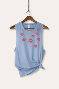 kiss mark lips graphic bella+canvas® tank top