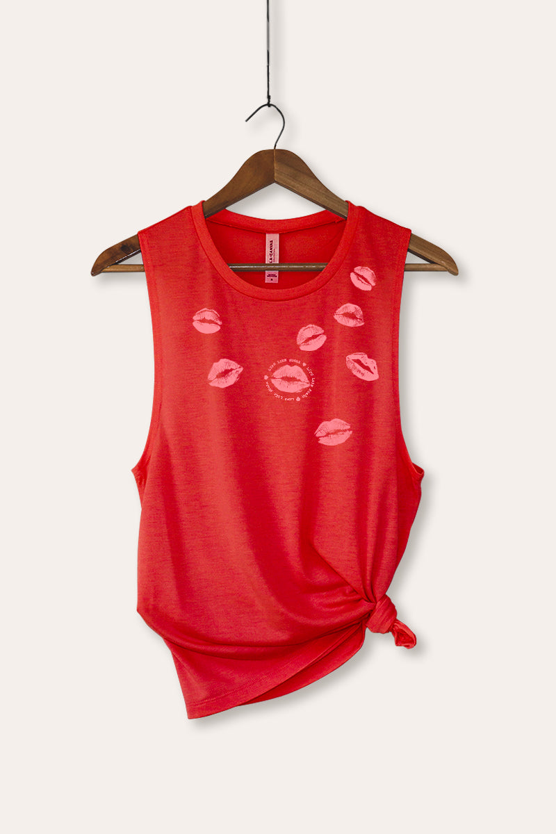 kiss mark lips graphic bella+canvas® tank top