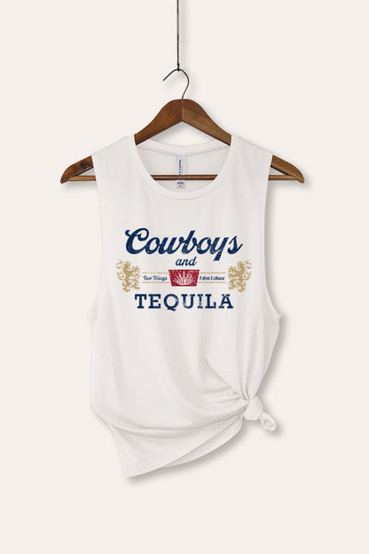 Cowboys & Tequila Western Graphic Women's Jersey Tank Top