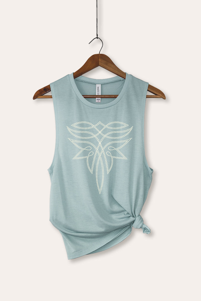 western cowboy boot toe stitch pattern bella+canvas® graphic tank top