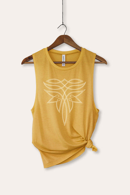 Western Boots Toe Stitch Graphic Women's Jersey Tank Top