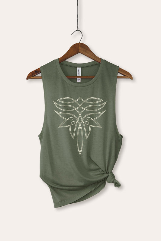 Western Boots Toe Stitch Graphic Women's Jersey Tank Top