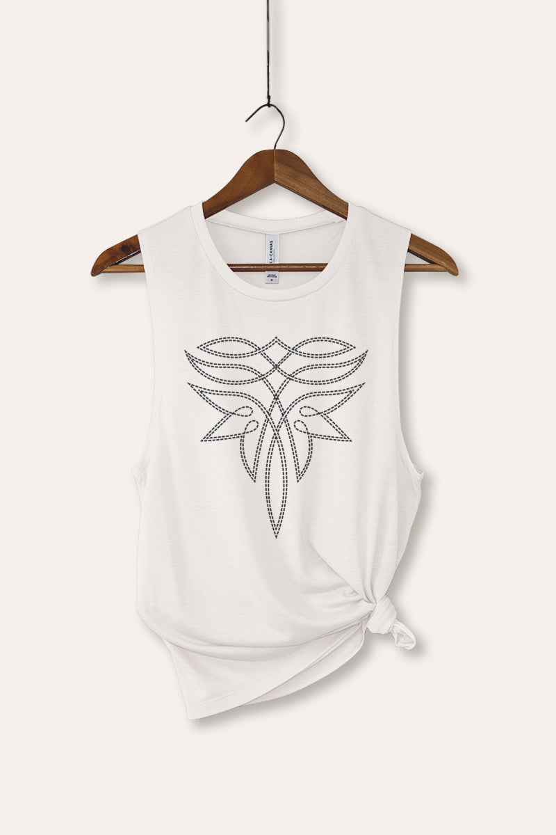 western cowboy boot toe stitch pattern bella+canvas® graphic tank top