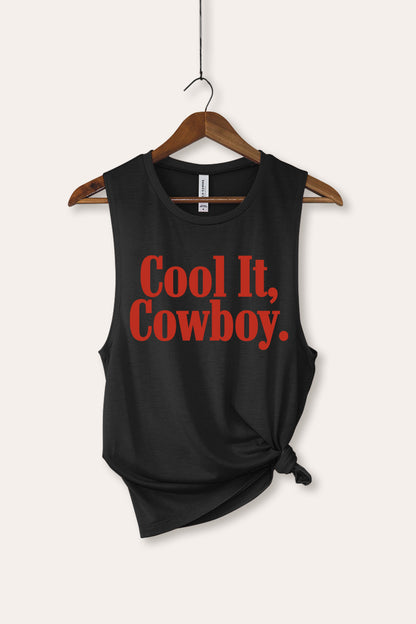 Cool It Cowboy Western Graphic Women's Jersey Tank Top