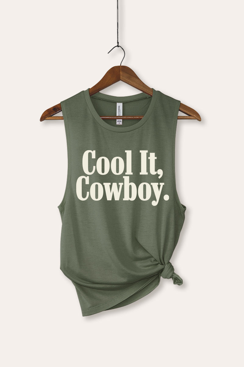 Cool It Cowboy Western Graphic Women's Jersey Tank Top