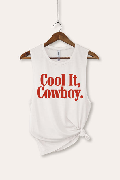 Cool It Cowboy Western Graphic Women's Jersey Tank Top