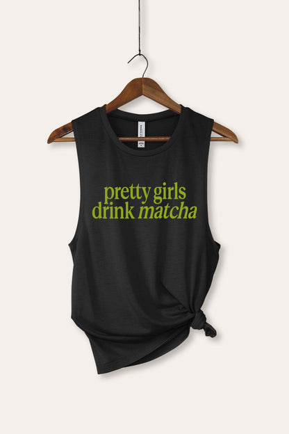 Pretty Girls Drink Matcha Graphic Women's Jersey Tank Top