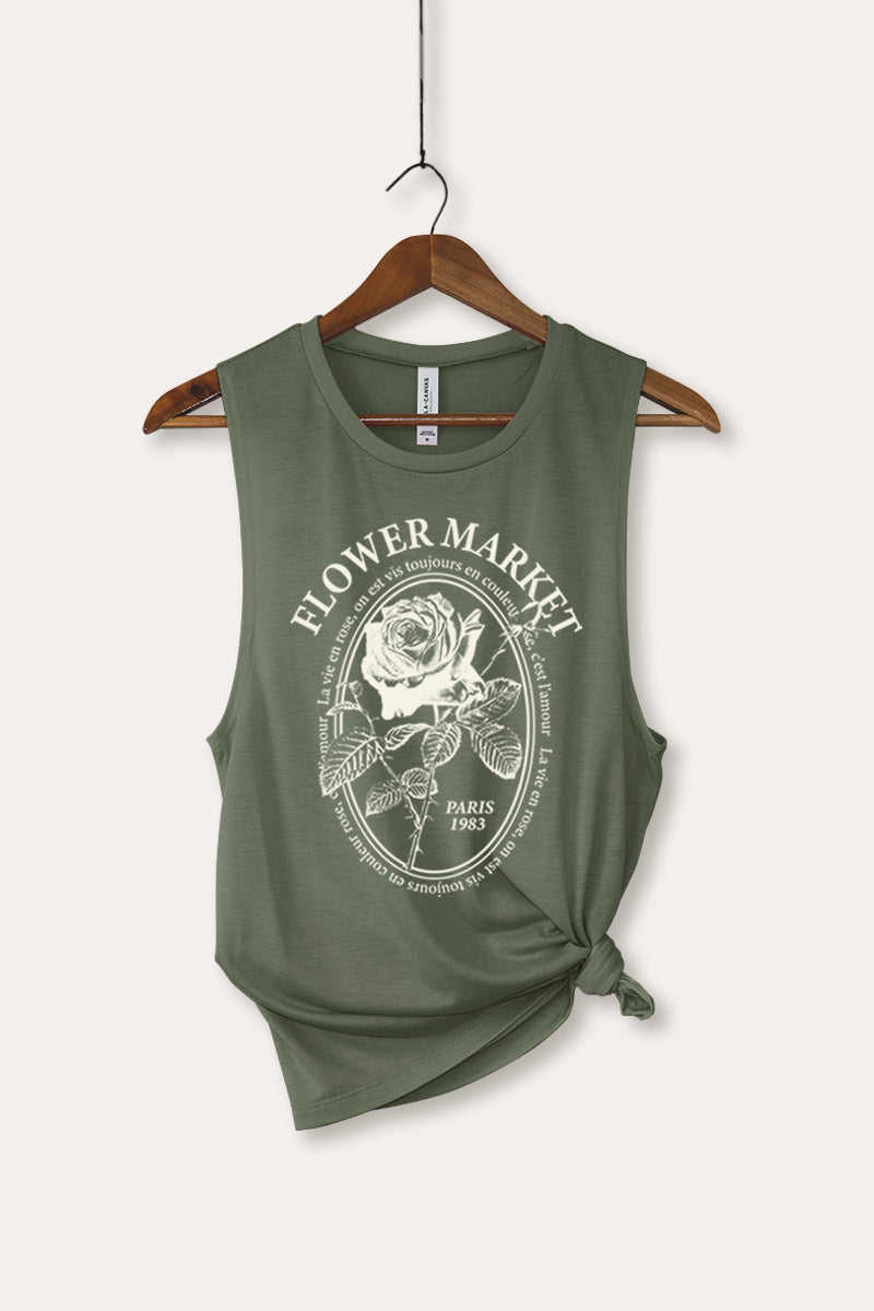 Flower Market Rose Graphic Women's Jersey Tank Top