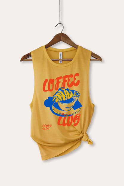 Coffee Club Croissant Graphic Women's Jersey Tank Top