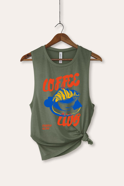 Coffee Club Croissant Graphic Women's Jersey Tank Top