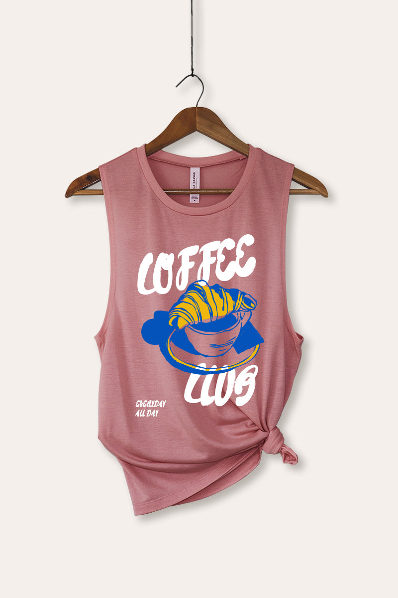 coffee club croissant bella+canvas® graphic tank top