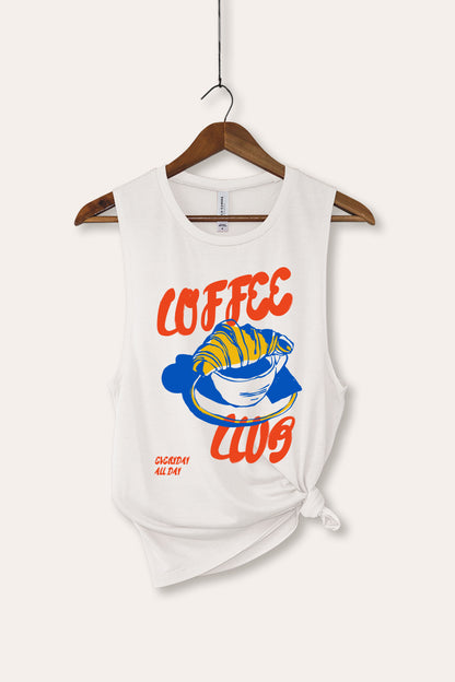 Coffee Club Croissant Graphic Women's Jersey Tank Top