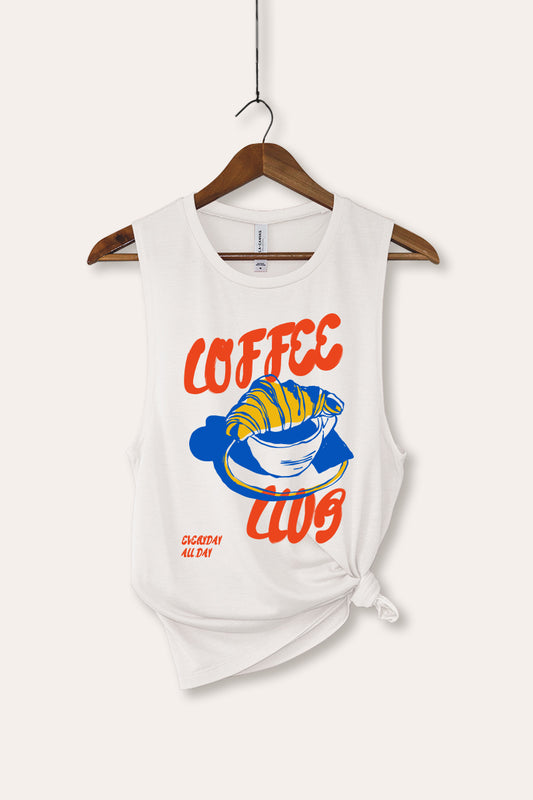 Coffee Club Croissant Graphic Women's Jersey Tank Top