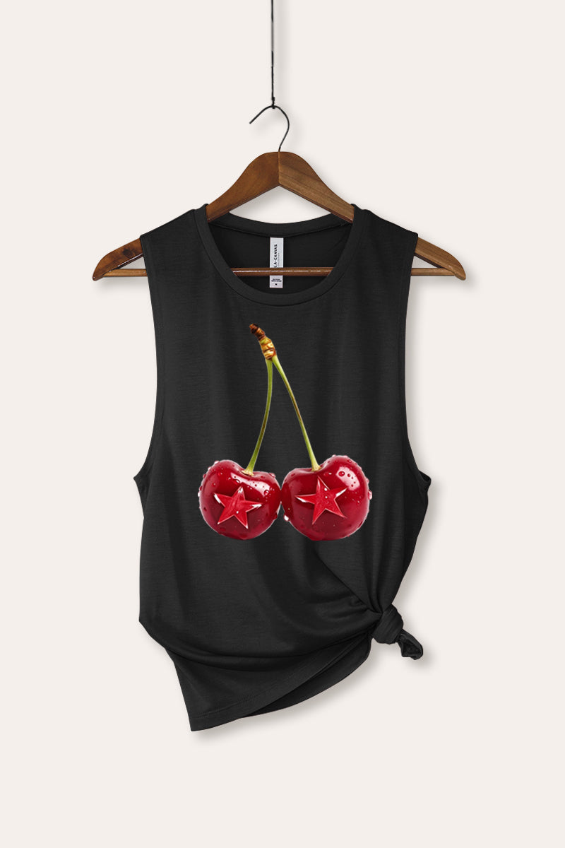 Cherry Star Fruit Graphic Women's Jersey Tank Top