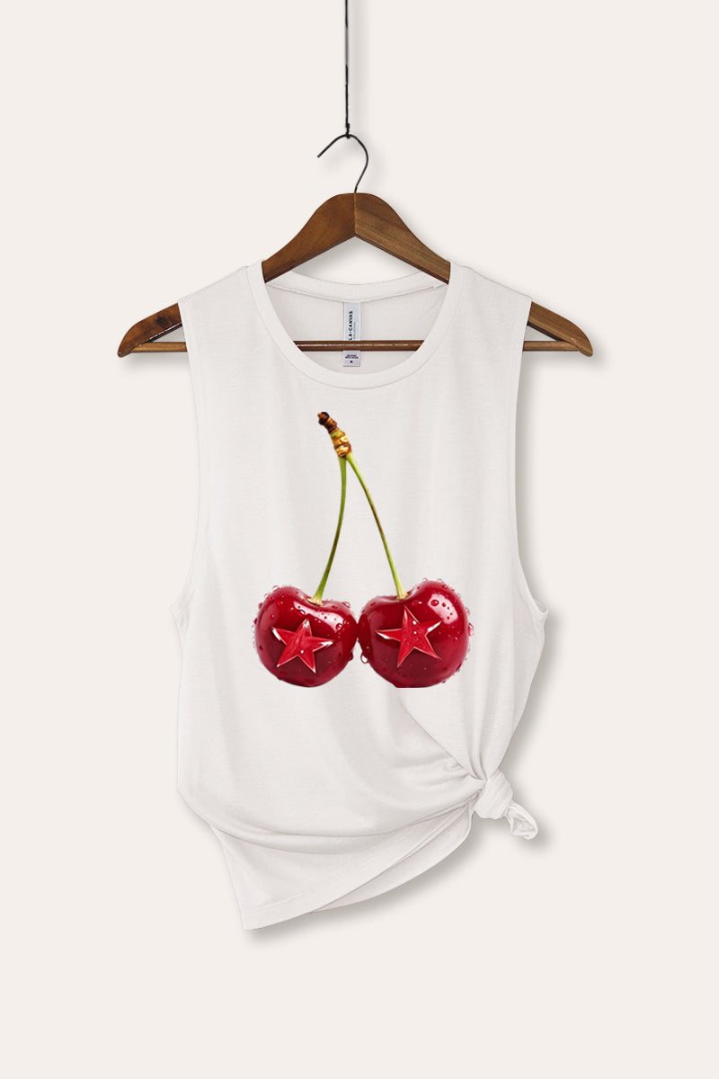 Cherry Star Fruit Graphic Women's Jersey Tank Top