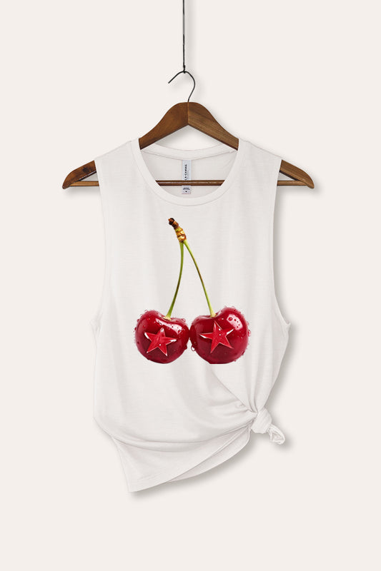Cherry Star Fruit Graphic Women's Jersey Tank Top