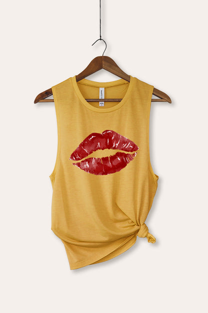 Red Lips Graphic Women's Jersey Tank Top