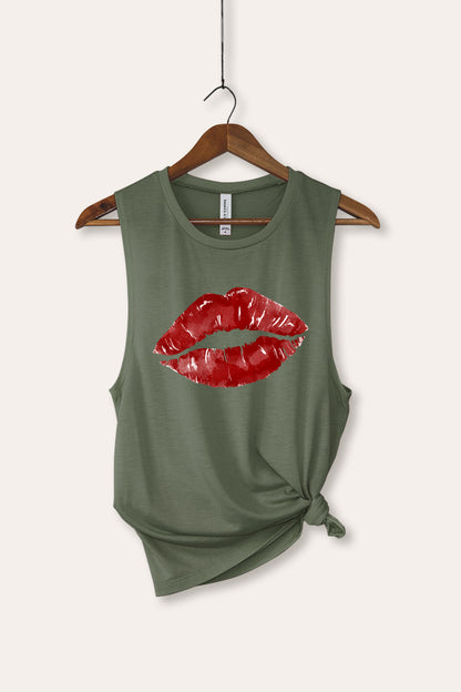 Red Lips Graphic Women's Jersey Tank Top