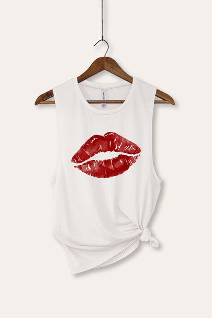 Red Lips Graphic Women's Jersey Tank Top