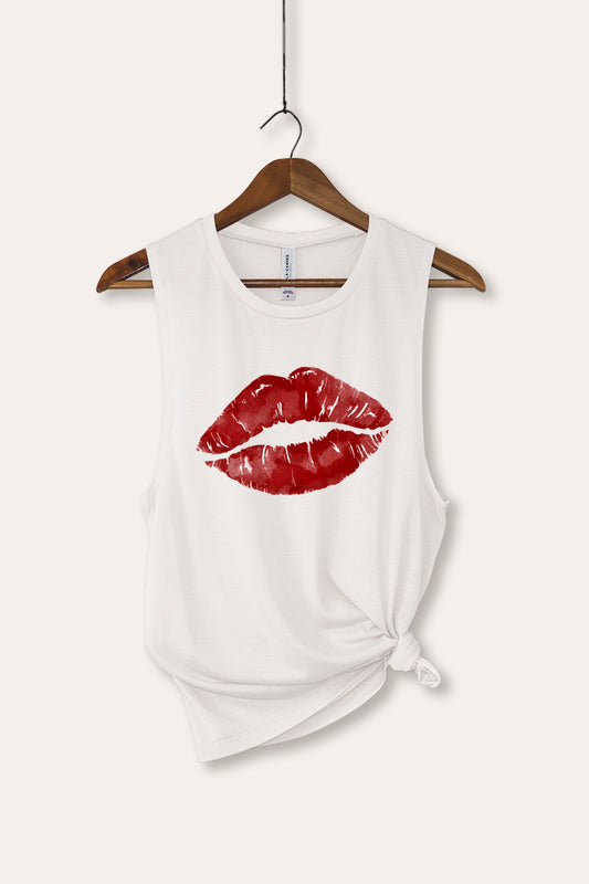 Red Lips Graphic Women's Jersey Tank Top