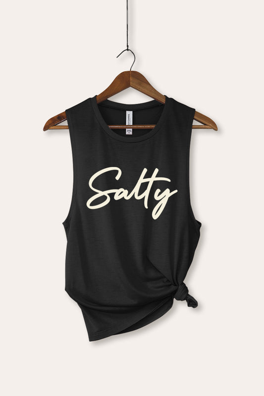 Salty Cursive Coastal Graphic Women's Jersey Tank Top