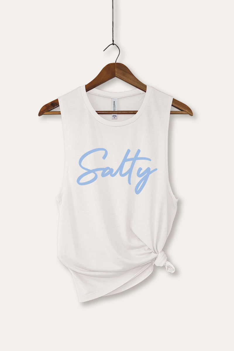 Salty Cursive Coastal Graphic Women's Jersey Tank Top