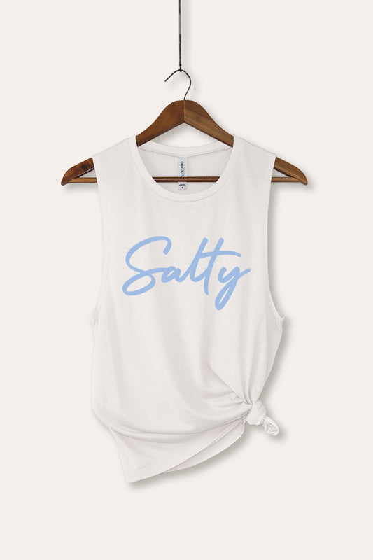 Salty Cursive Coastal Graphic Women's Jersey Tank Top