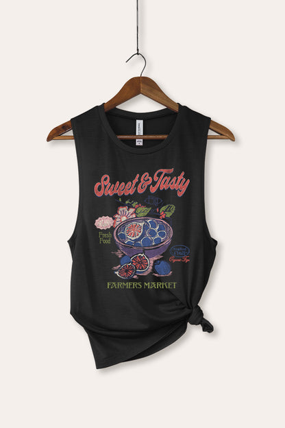 Sweet & Tasty Blueberry Fruit Graphic Women's Jersey Tank Top