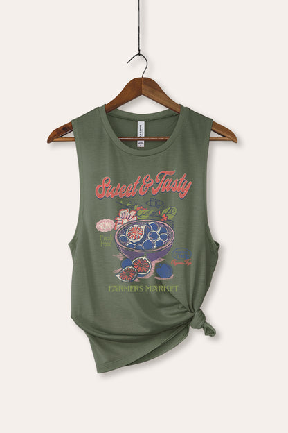 Sweet & Tasty Blueberry Fruit Graphic Women's Jersey Tank Top