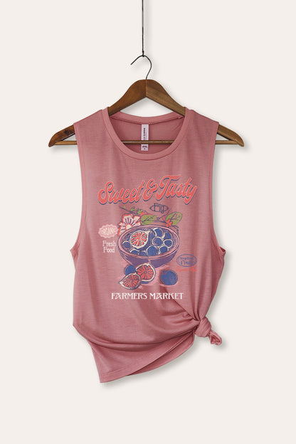 Sweet & Tasty Blueberry Fruit Graphic Women's Jersey Tank Top