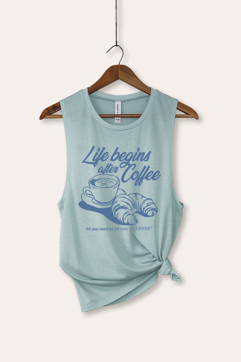 coffee & croissant bella+canvas® graphic tank top