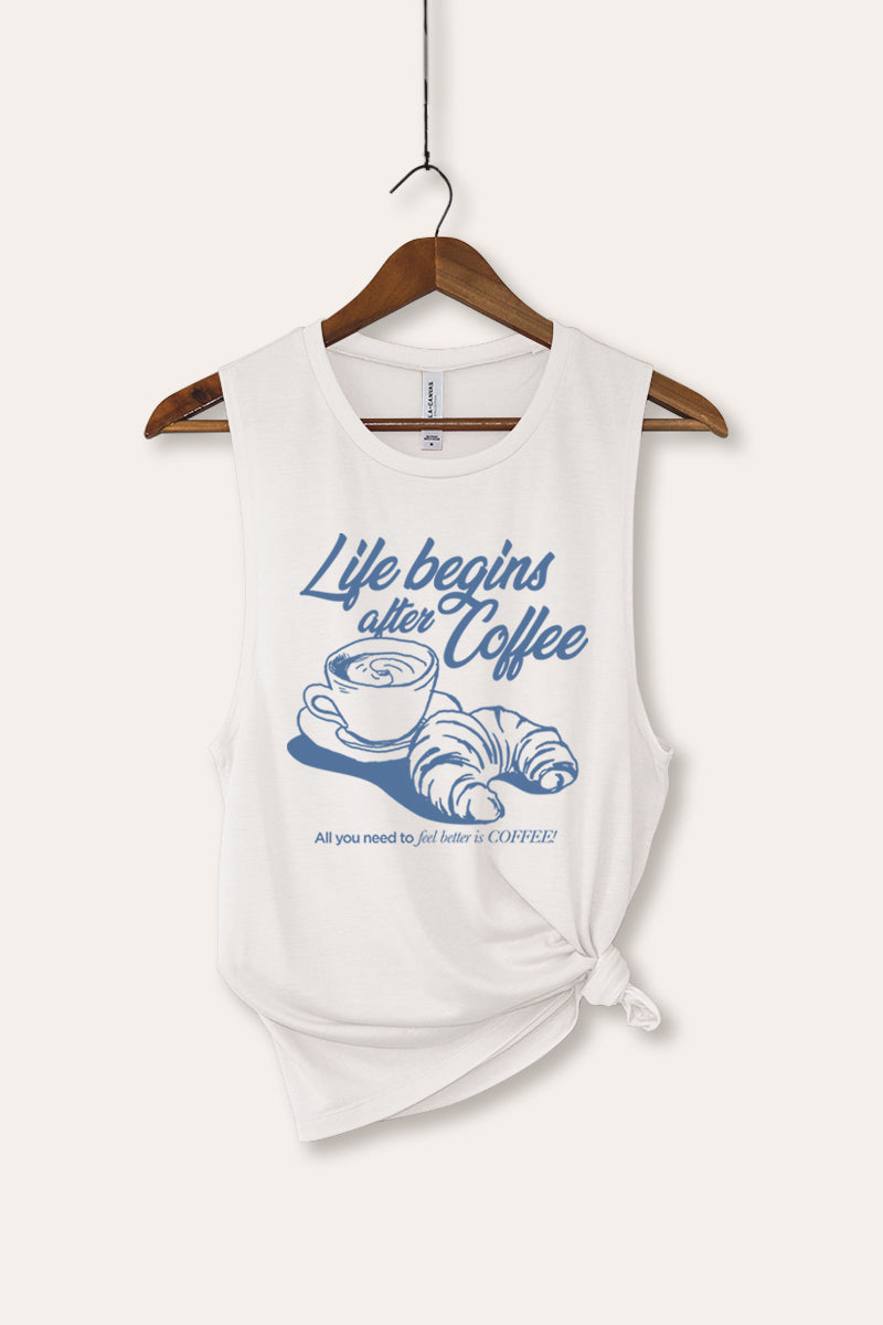 coffee & croissant bella+canvas® graphic tank top
