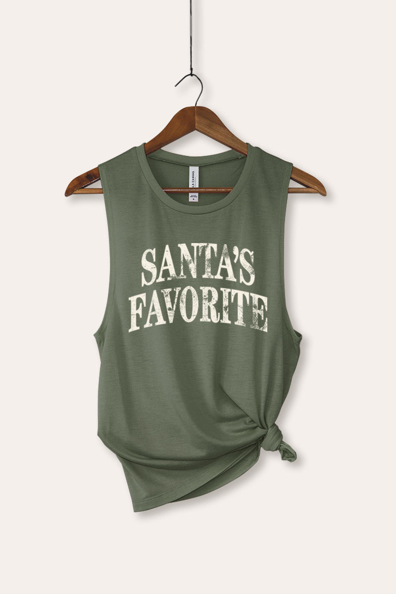 "santa's favorite" stacked graphic bella+canvas® tank top
