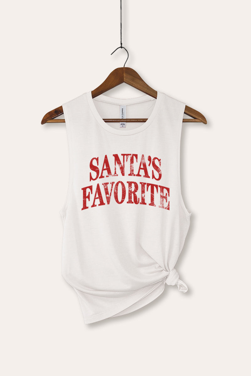 "santa's favorite" stacked graphic bella+canvas® tank top