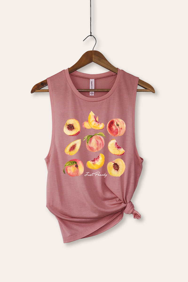 Just Peachy Fruit Graphic Women's Jersey Tank Top