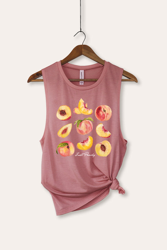 Just Peachy Fruit Graphic Women's Jersey Tank Top