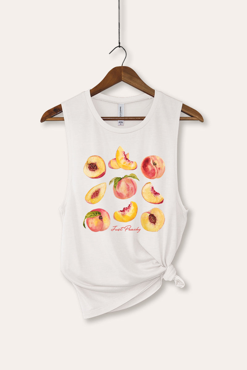 Just Peachy Fruit Graphic Women's Jersey Tank Top