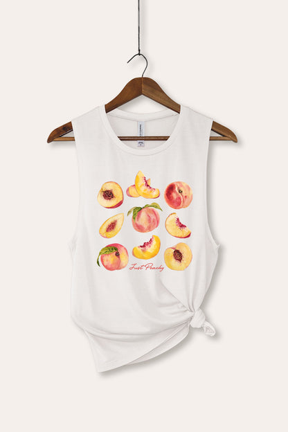 Just Peachy Fruit Graphic Women's Jersey Tank Top