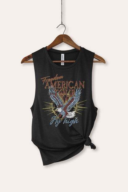 American Freedom Eagle Graphic Women's Jersey Tank Top