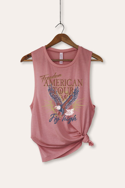 American Freedom Eagle Graphic Women's Jersey Tank Top